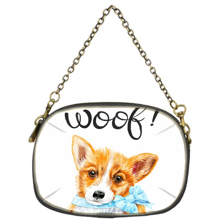 Welsh Corgi Pembrock with a blue bow Chain Purse (One Side)