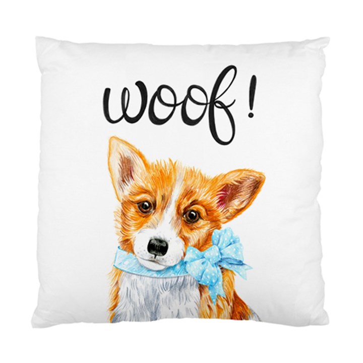 Welsh Corgi Pembrock with a blue bow Standard Cushion Case (One Side)