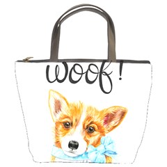 Welsh Corgi Pembrock With A Blue Bow Bucket Bag by ladynatali