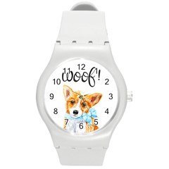 Welsh Corgi Pembrock With A Blue Bow Round Plastic Sport Watch (m) by ladynatali