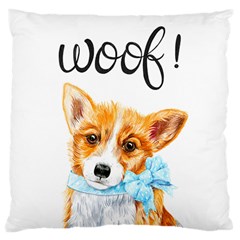 Welsh Corgi Pembrock With A Blue Bow Large Cushion Case (one Side) by ladynatali