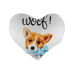 Welsh Corgi Pembrock With A Blue Bow Standard 16  Premium Flano Heart Shape Cushions by ladynatali