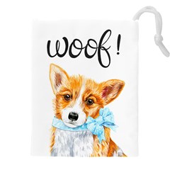 Welsh Corgi Pembrock With A Blue Bow Drawstring Pouch (4xl) by ladynatali