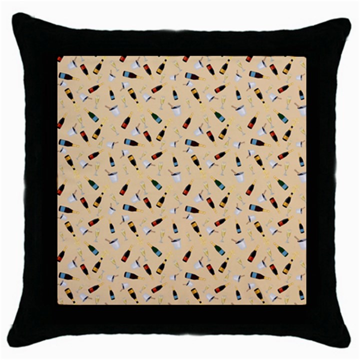 Festive Champagne Throw Pillow Case (Black)