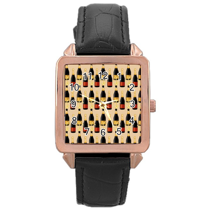 Champagne For The Holiday Rose Gold Leather Watch 