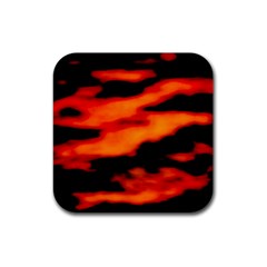 Red  Waves Abstract Series No13 Rubber Coaster (square) by DimitriosArt