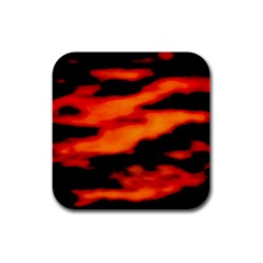 Red  Waves Abstract Series No13 Rubber Square Coaster (4 Pack) by DimitriosArt