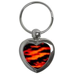 Red  Waves Abstract Series No13 Key Chain (heart) by DimitriosArt