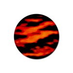 Red  Waves Abstract Series No13 Rubber Round Coaster (4 pack) Front