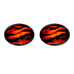 Red  Waves Abstract Series No13 Cufflinks (oval) by DimitriosArt