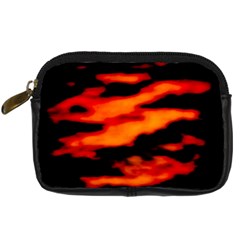 Red  Waves Abstract Series No13 Digital Camera Leather Case by DimitriosArt