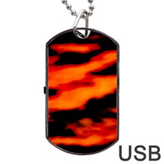 Red  Waves Abstract Series No13 Dog Tag Usb Flash (one Side) by DimitriosArt