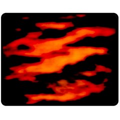 Red  Waves Abstract Series No13 Double Sided Fleece Blanket (medium)  by DimitriosArt