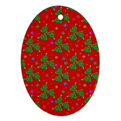 Christmas Trees Oval Ornament (two Sides) by SychEva