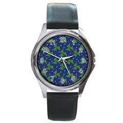 Christmas Trees Round Metal Watch by SychEva