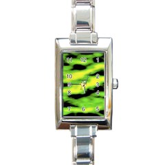 Green  Waves Abstract Series No12 Rectangle Italian Charm Watch by DimitriosArt