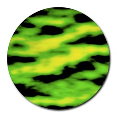 Green  Waves Abstract Series No12 Round Mousepads by DimitriosArt