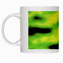 Green  Waves Abstract Series No12 White Mugs by DimitriosArt