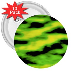 Green  Waves Abstract Series No12 3  Buttons (10 Pack)  by DimitriosArt