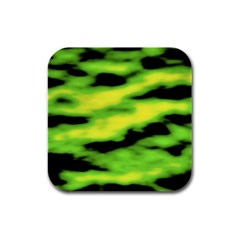 Green  Waves Abstract Series No12 Rubber Square Coaster (4 Pack) by DimitriosArt