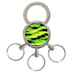 Green  Waves Abstract Series No12 3-ring Key Chain by DimitriosArt