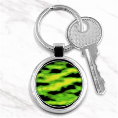 Green  Waves Abstract Series No12 Key Chain (round) by DimitriosArt