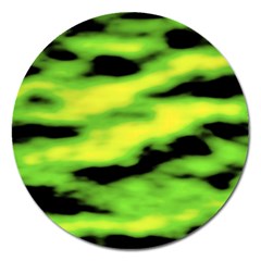 Green  Waves Abstract Series No12 Magnet 5  (round) by DimitriosArt