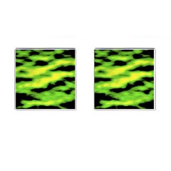 Green  Waves Abstract Series No12 Cufflinks (square) by DimitriosArt