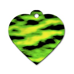 Green  Waves Abstract Series No12 Dog Tag Heart (one Side) by DimitriosArt