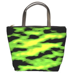 Green  Waves Abstract Series No12 Bucket Bag by DimitriosArt