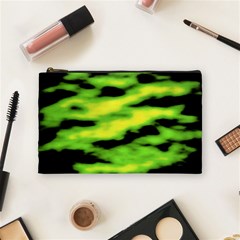 Green  Waves Abstract Series No12 Cosmetic Bag (medium) by DimitriosArt