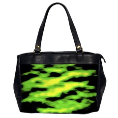 Green  Waves Abstract Series No12 Oversize Office Handbag (2 Sides) by DimitriosArt