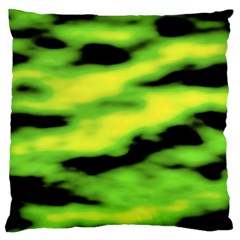 Green  Waves Abstract Series No12 Large Cushion Case (one Side) by DimitriosArt