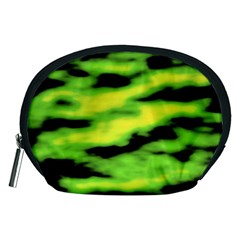 Green  Waves Abstract Series No12 Accessory Pouch (medium) by DimitriosArt