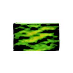 Green  Waves Abstract Series No12 Cosmetic Bag (xs) by DimitriosArt