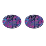 3d Lovely Geo Lines Cufflinks (Oval) Front(Pair)