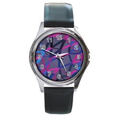 3d Lovely Geo Lines Round Metal Watch by Uniqued