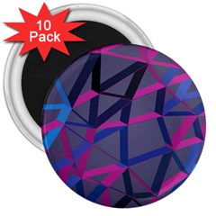 3d Lovely Geo Lines 3  Magnets (10 Pack) 