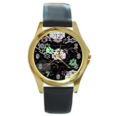 Digital Illusion Round Gold Metal Watch by Sparkle