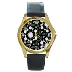 Digital Illusion Round Gold Metal Watch by Sparkle