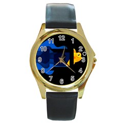 Digital Illusion Round Gold Metal Watch by Sparkle