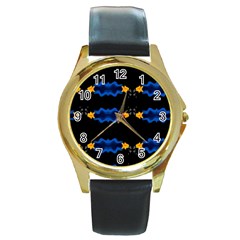 Digital Illusion Round Gold Metal Watch by Sparkle