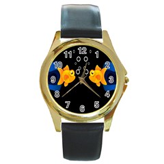 Digital Illusion Round Gold Metal Watch by Sparkle