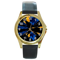 Digital Illusion Round Gold Metal Watch by Sparkle