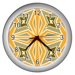 Abstract Pattern Geometric Backgrounds   Wall Clock (silver) by Eskimos