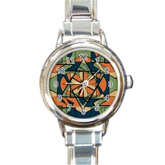 Abstract Pattern Geometric Backgrounds   Round Italian Charm Watch by Eskimos