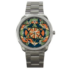 Abstract Pattern Geometric Backgrounds   Sport Metal Watch by Eskimos