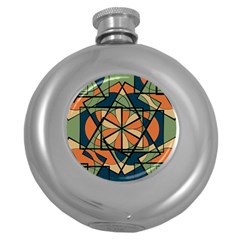 Abstract Pattern Geometric Backgrounds   Round Hip Flask (5 Oz) by Eskimos