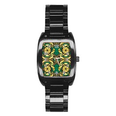 Abstract Pattern Geometric Backgrounds   Stainless Steel Barrel Watch by Eskimos