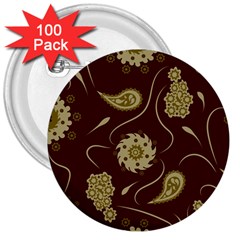 Floral Pattern Paisley Style  3  Buttons (100 Pack)  by Eskimos